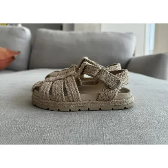 Zara Toddler Jute Fisherman Sandals Size 23 EU 7 US | Neutral Summer Shoes - Picture 4 of 8